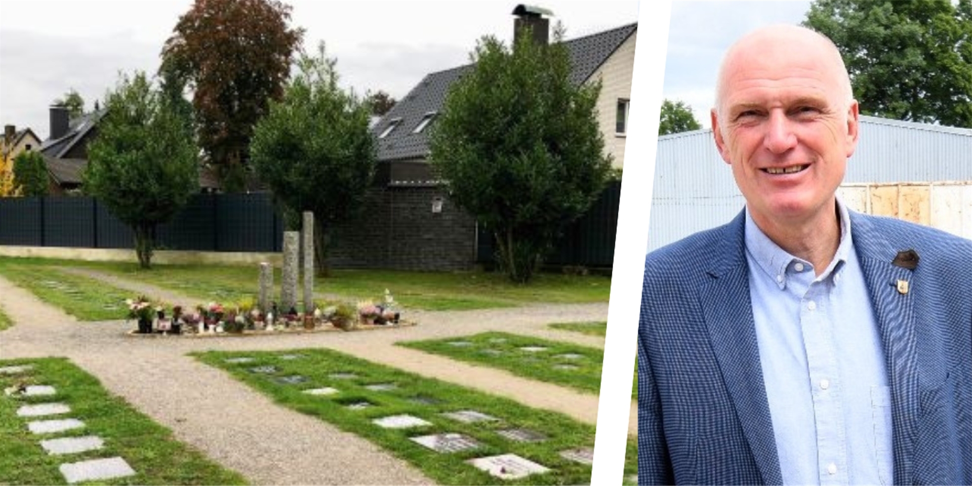 Montage: Urnenfeld Friedhof Waltrop /V+E-Chef Bernd Funke