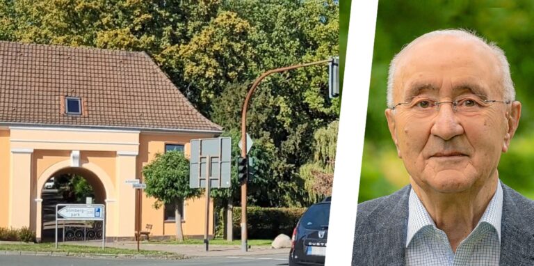 BOE-Ratsmitglied Karl-Heinz Rusche neben der Friedhofskreuzung in Oer-Erkenschwick.