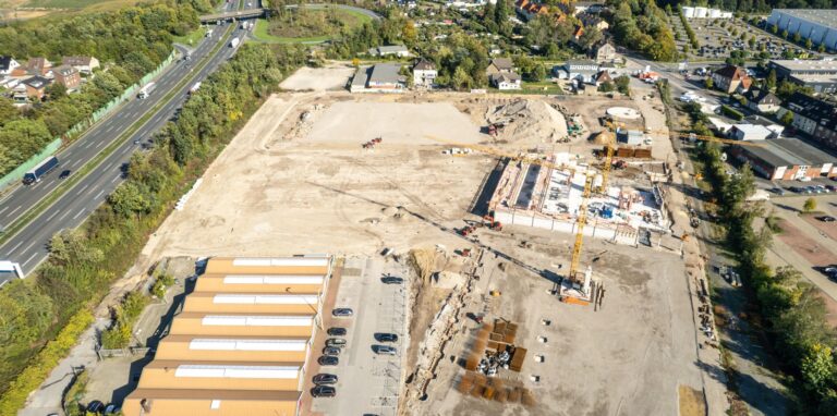 Blick aus der Vogelperspektive auf das einstige toom-Gelände in Recklinghausen