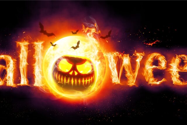 banner mit halloween schriftzug