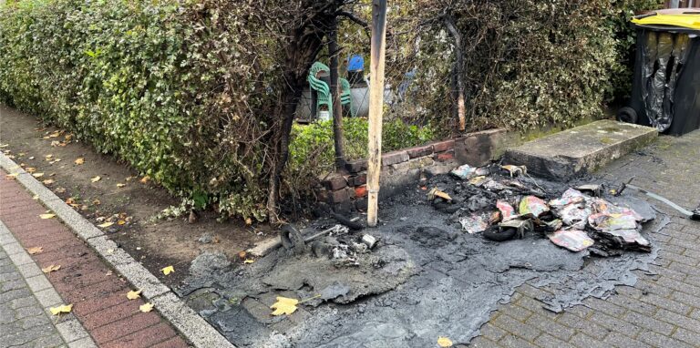 Im Urnenfeld wurde eine Mülltonne in Brand gesteckt.