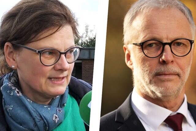 Claudia Bischoff aus dem Sprecher-Team der Bürgerinitiative und Bürgermeister Matthias Müller