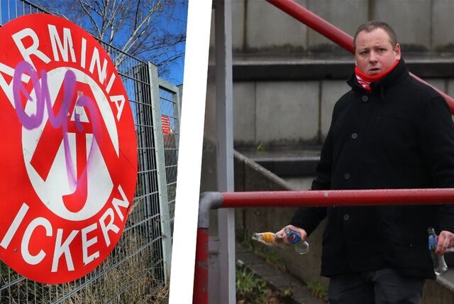 Der aktuelle Arminen-Vorsitzende Toni Weiss (r) wartet darauf, dass sein Nachfolger gewählt wird.