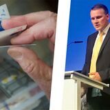 Jemand zählt Geldscheine, Bürgermeister Tobias Stockhoff am Rednerpult