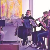 Das Saxophon-Quartett des jungen Blasorchesters spielte zur Nacht der offenen Kirchen in der St. Josefskirche an der Bergstraße.