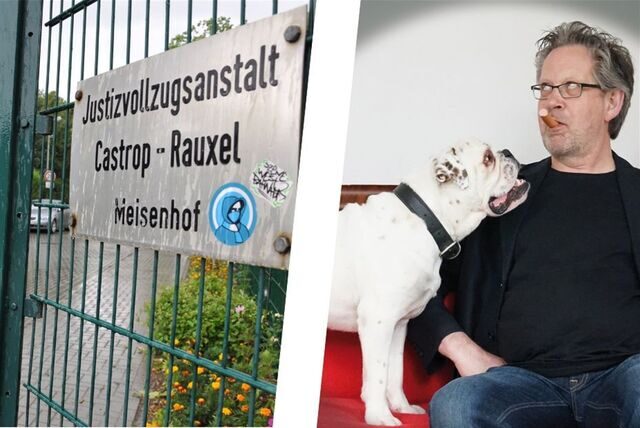 Die Türen zur Justizvollzuganstalt öffnen sich, wenn Kurt Knabenschuh und seine Bulldogge Otiz hier auftreten.