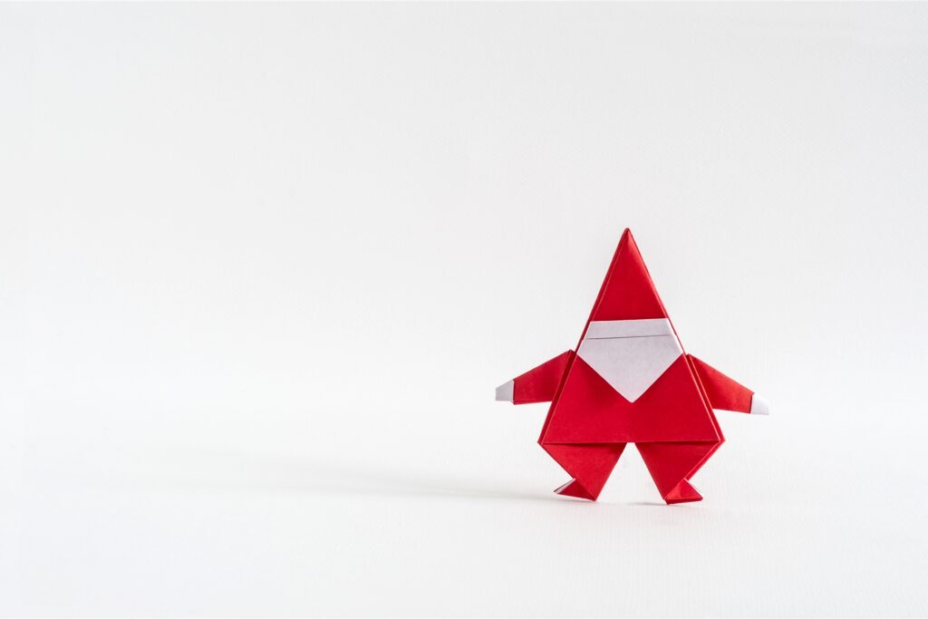 weihnachtsmann aus origami falttechnik