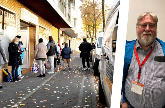 Nicht mehr nur Einzelne warten vor dem Ladenlokal der Marler Tafel. Die Schlangen werden größer, berichtet der zweite Vorsitzende Wolfgang Schulz.