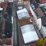 Der Winterzauber auf dem Marktplatz in Dorsten aus der Vogelperspektive