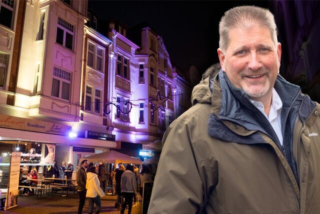 Eine Montage von Stephan Bröcker, Chef der Werbegemeinschaft Citypartner, und einer Ansicht der Hohe Straße in Datteln.