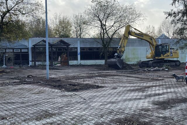 Das Gelände der alten Fleischerei Grabowski an der Kleinen Lönsstraße hat nun ein Kettenbagger erobert. Der überwucherte Parkplatz ist freigeschnitten.