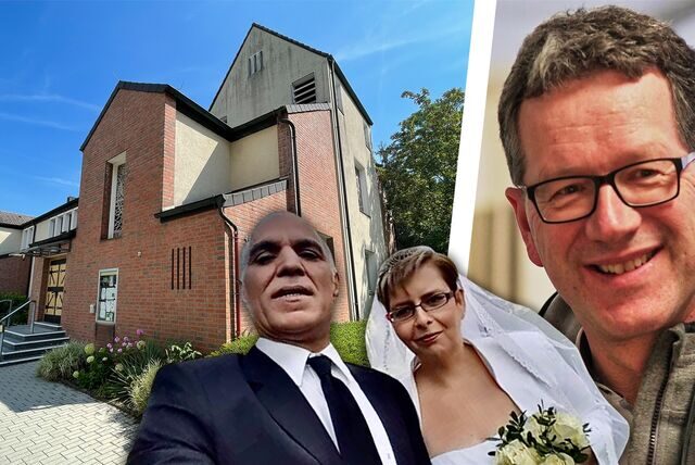 Mohammadreza Nozary wurde in der Martin-Luther-Kirche von Pfarrer Matthias Overath (r.) getauft. Dem inzwischen verheirateten Iraner droht weiter die Abschiebung.