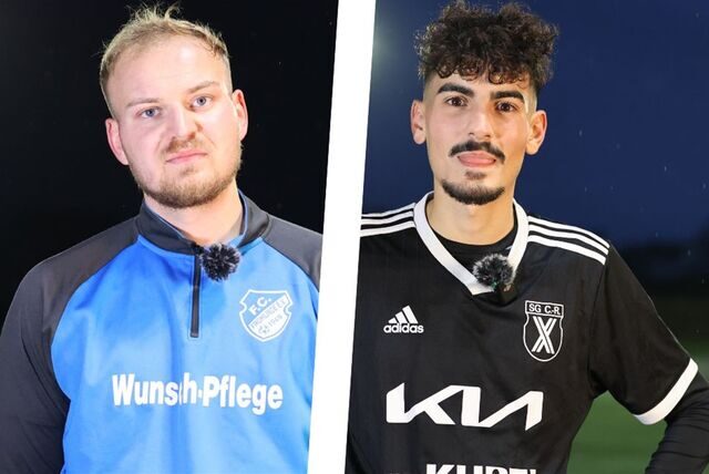 Nach dem Derby stellten sich Frohlindes Kapitän Nico Kaufmann (l) und Castrops Goalgetter Zouhir Akrifou (r) dem Video-Interview.