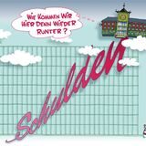 Karikatur: Die Stadt Waltrop musste 2012 runter vom Schuldengipfel, der auf 150 Mio. Euro angewachsen war.