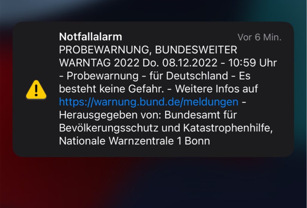 Die Warnmeldung als Screenshot.