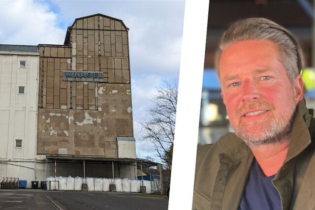 Links der Baldurspeicher, rechts Eigentümer Dirk Budde