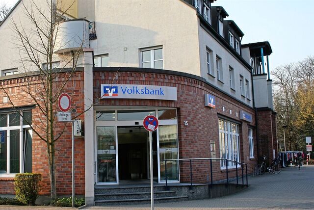 Der Standort der Volksbank Ruhr Mitte in Herten-Disteln.
