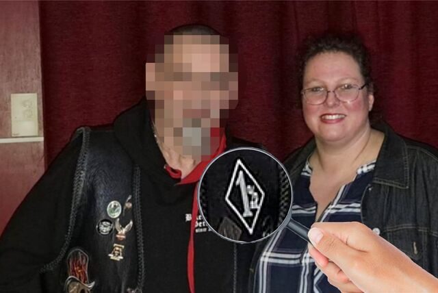 AfD-Parteichefin Sabine Paulsen mit einem (gepixelten) Parteikollegen aus Bochum