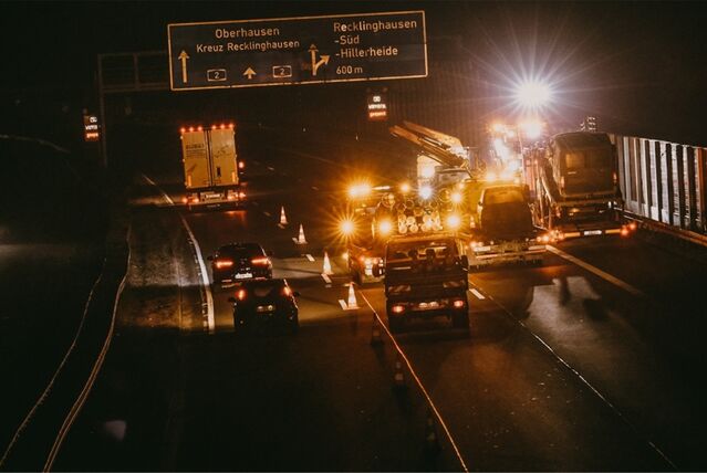 Feuerwehreinsatz auf der A2 bei Recklinghausen.