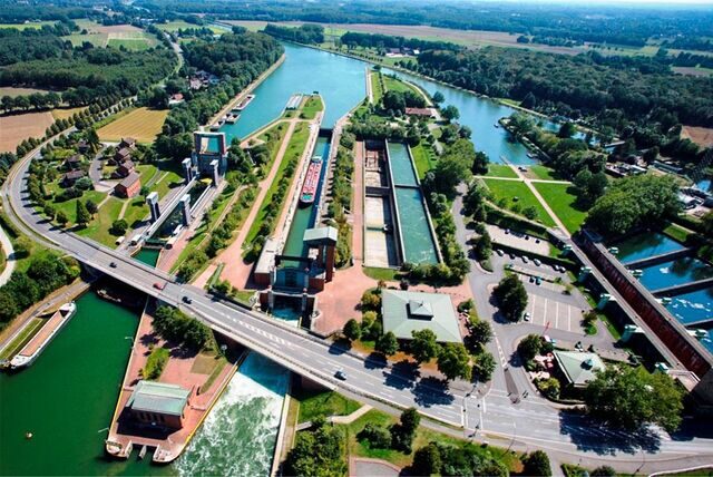 Der Schleusenpark in Waltrop aus der Vogelperspektive