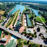 Der Schleusenpark in Waltrop aus der Vogelperspektive