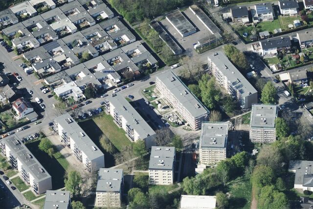 Schrägluftbild von Häusern an der Erfurter Straße im Castrop-Rauxeler Stadtteil Deininghausen.