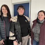 Mariia Kuliibaba, Olena Sobko und Hanna Cherniaha (v. l.) haben mit ihren Kindern in Marl eine neue Wohnung gefunden.