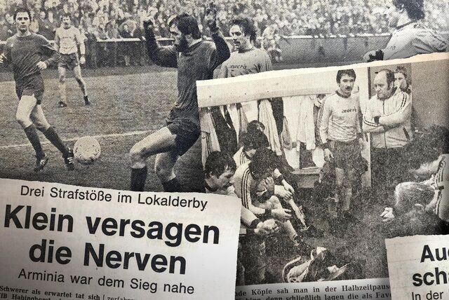 Die Schlagzeilen nach dem Landesliga-Derby 1979 zwischen dem VfB Habinghorst und dem SC Arminia Ickern kündeten von einer Partie mit drei Elfmetern. Der Zeitungsfotograf wagte sich in der Halbzeitpause sogar in die Habinghorster Kabine, wo Coach Ulrich Viefhaus sein Team auf die zweiten 45 Minuten einstimmte. Der VfB war damals Zweiter. Ickern belegte Rang neun.