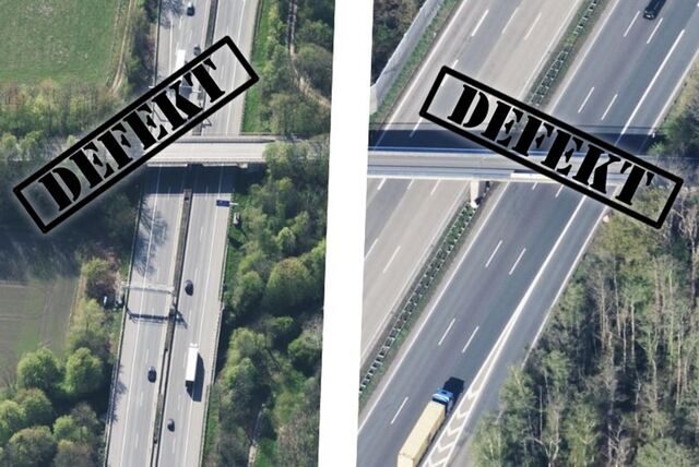 Diese drei Brücken, zwei über die A42 und eine über die A2, auf Castrop-Rauxeler Stadtgebiet gelten als marode.
