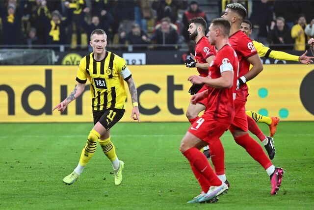 Marco Reus bejubelt sein Elfmetertor gegen Leipzig.