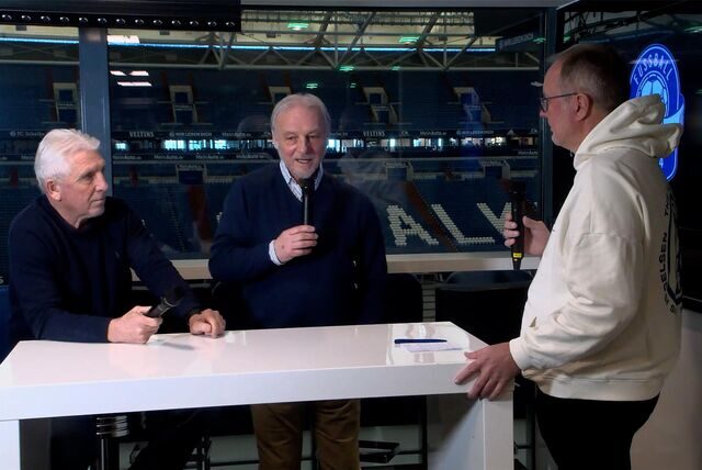 Die Fußball-Legenden Klaus Fischer und Rüdiger Abramczik im Legenden-Talk mit Jörg Seveneick.