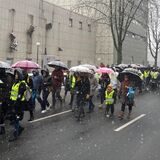 Der Platz der Alten Synagoge ist ein Versammlungsort für die Streikenden.
