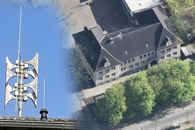 Eine Sirene auf dem Dach der Wilhelmschule