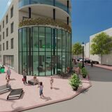 Eine Simulation von der gläsernen Stadtbibliothek, die im alten Klemm-Kaufhaus entstehen könnte.