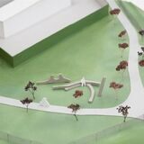 Der Entwurf von Künstler Max Leiß zeigt skulpturale Sitzmöbel für die Kunstmeile in Recklinghausen.