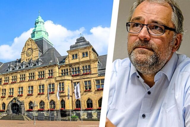 Montage zeigt das Rathaus in Recklinghausen und CDU-Chef Benno Portmann