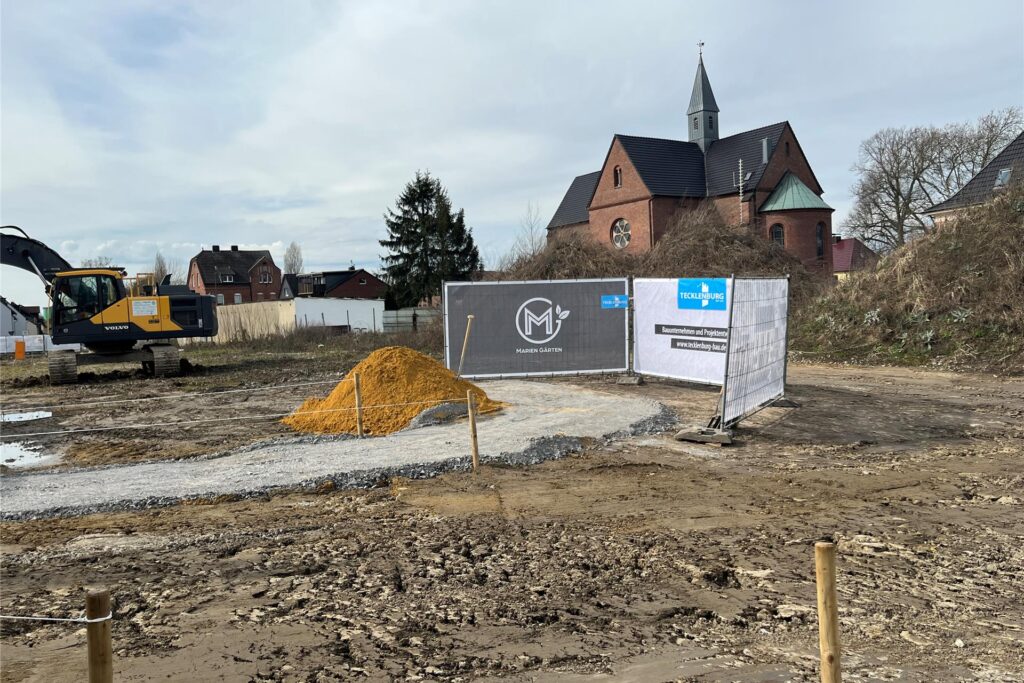 Unweit der Kirche St. Marien erstreckt sich das neue Baugebiet 