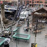 Kaum ein Mensch war zum Frühlingsfest am Sonntag an den Reiterbrunnen gekommen.