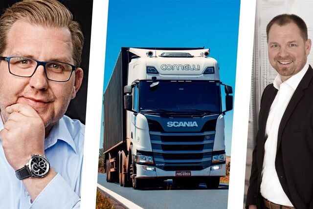 Dominik Napp und Oliver Giese sind mit einem LKW zu sehen.