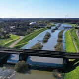 Lippe in Dorsten Luftbild hoher Wasserstand