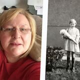 Portrait von Elke Bonhage heute und ein Bild ihrer Einschulung im Jahr 1960.