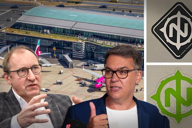 Flughafen-Chef Ludger van Bebber (l.) und Oberbürgermeister Thomas Westphal (r.).