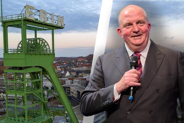 Jörg Thadeusz vor der Skyline von Castrop-Rauxel.