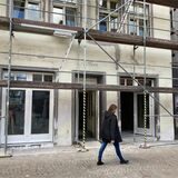 Das ehemalige Wirtshaus Albers in Recklinghausen ist eingerüstet. Nils Köppel wird der Betriebsleiter im neuen „Nonna di Mia“ am Altstadtmarkt.
