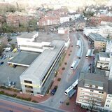 Luftaufnahme aus dem März 2020 vom Busbahnhof ZOB Münsterplatz in Castrop.
