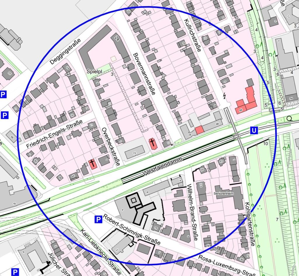 Die Stadt Dortmund hat den Radius veröffentlicht, der für die Entschärfung evakuiert werden muss. Die Stadt Dortmund hat den Radius veröffentlicht, der für die Entschärfung evakuiert werden muss.