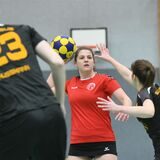 Der Schweriner KC (rote Hemden) verteidigte Ende Februar Platz eins in der Regionalliga durch ein 20:20 gegen die SG Pegasus Rommerscheid (schwarze Hemden).