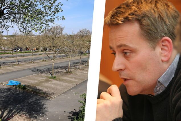 Das Baufeld an der Übelgönne ist durch einen Zaun gesperrt, die Parkplätze sind nicht mehr nutzbar. Planungsamtsleiter Stefan Thabe fürchtet, dass im Unionviertel Druck aufkommt.