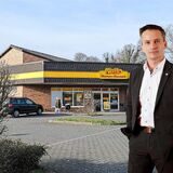 Montage zeigt Projektentwickler Robert Brzezinski vor dem einstigen Netto-Markt in Recklinghausen-Suderwich