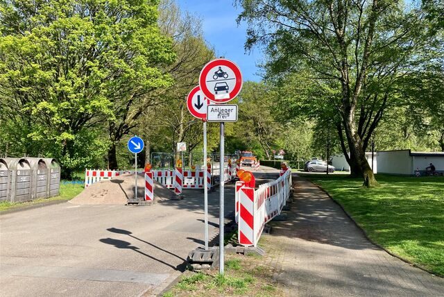 Die Baustelle von Gelsenwasser an der Tinkhofstraße.